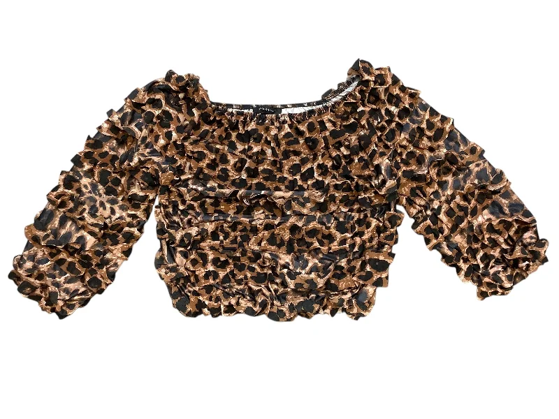 Women's Blouse with PatchesBlouse Long Sleeve By Ashley Stewart In Animal Print, Size: 1x