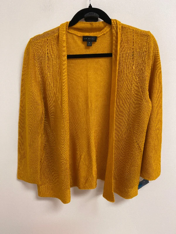 Women's Lapel Collar SweatersSweater Cardigan By Worthington In Yellow, Size: L