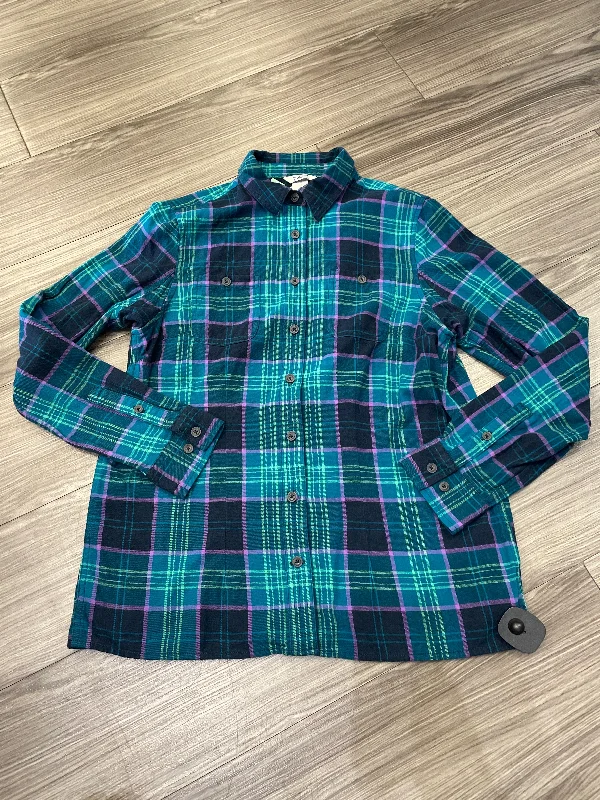 Women's Blouse with Narrow CollarBlouse Long Sleeve By Duluth Trading In Plaid Pattern, Size: M