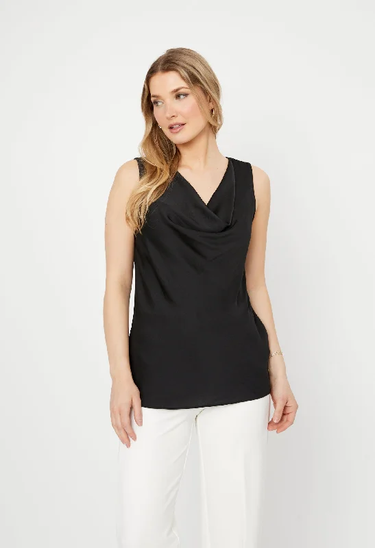 Women's Blouse with Mandarin CollarSatin Straight Sleeveless Top