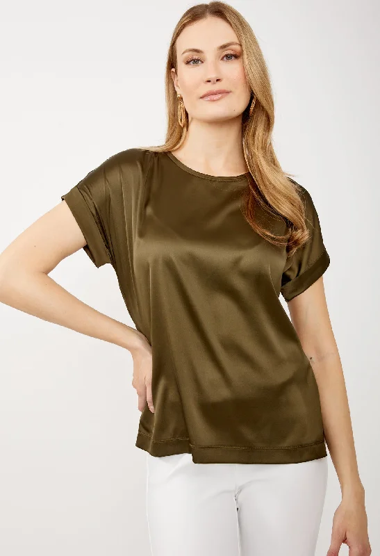 Women's Blouse with U-Shaped CollarCasual Crew Neck Tee