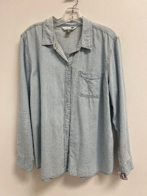 Women's Sleeveless BlouseBlouse Long Sleeve By Old Navy In Blue Denim, Size: Xl