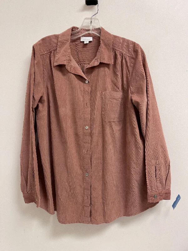 Women's Cotton BlouseBlouse Long Sleeve By J. Jill In Mauve, Size: M