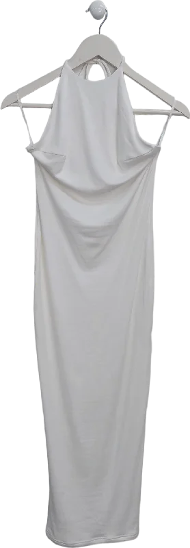 Women's Mandarin Collar SweatersBayse White Nakia Midi Dress UK S