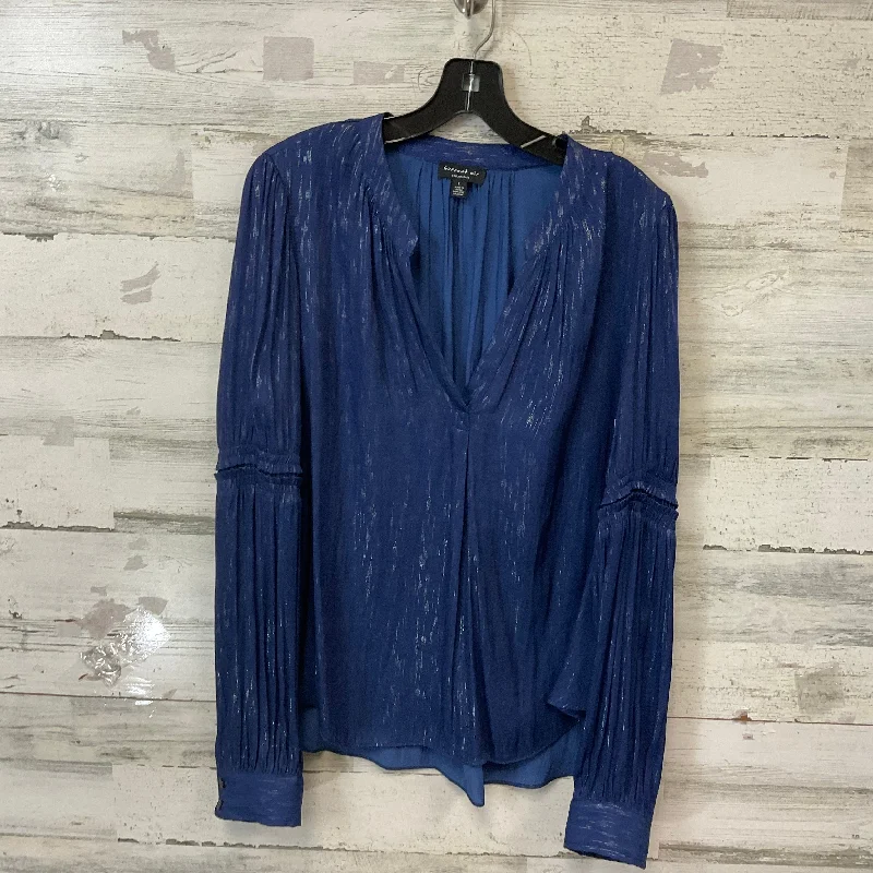 Women's Ruffled BlouseBlouse Long Sleeve By Current Air In Blue, Size: L