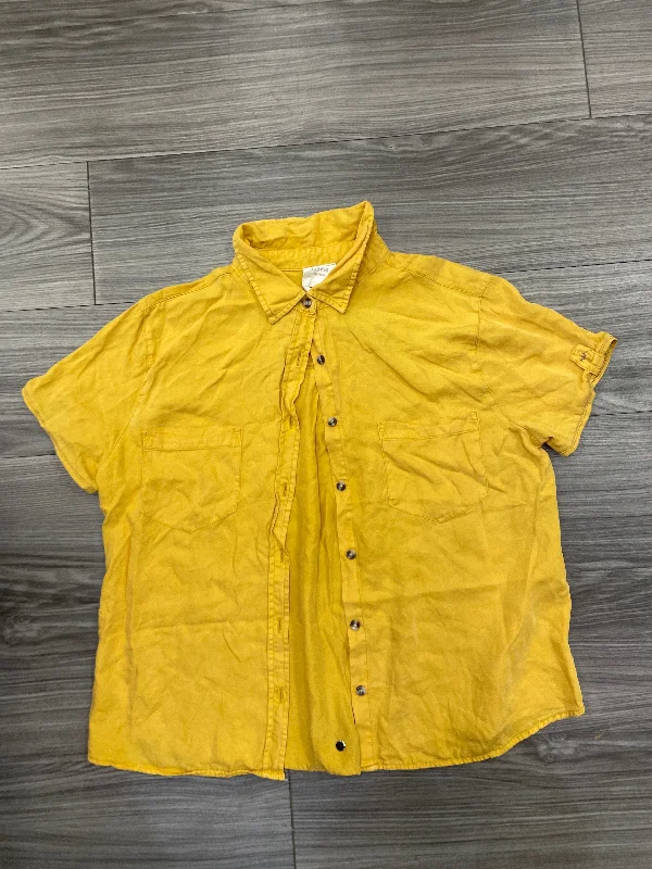 Women's Patterned BlouseBlouse Short Sleeve By Harper In Yellow, Size: S