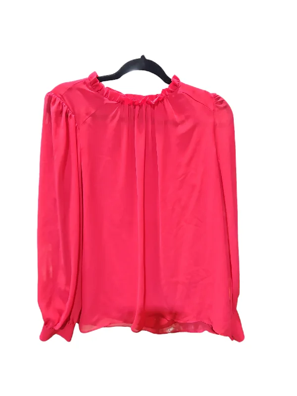 Women's Blouse with Sweetheart CollarBlouse Long Sleeve By Worthington In Pink, Size: M