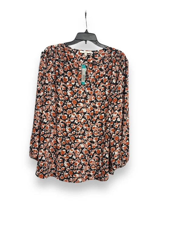 Women's Blouse with ZipperBlouse Long Sleeve By Fun 2 Fun In Floral Print, Size: 3x