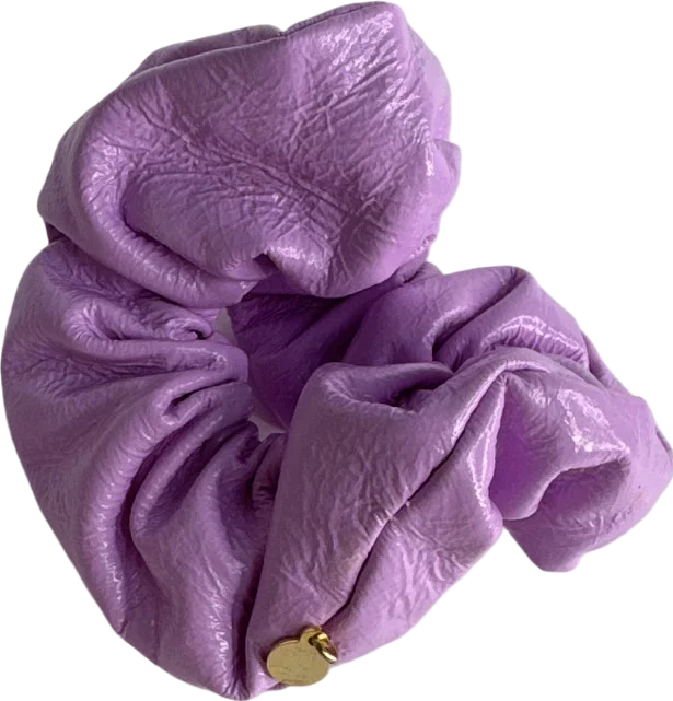 Women's U-Shaped Collar SweatersPurple Faux Leather Scrunchie