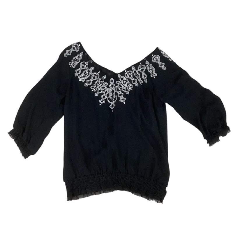 Women's Blouse with HoodBlouse 3/4 Sleeve By White House Black Market In Black, Size: L