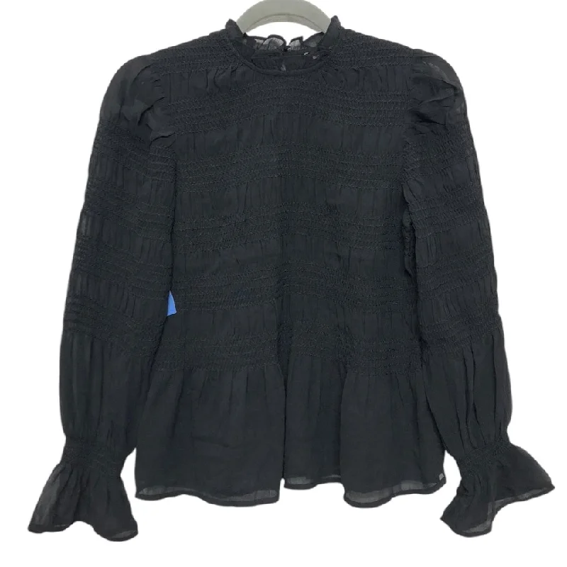 Women's Blouse with Lapel CollarBlouse Long Sleeve By Express In Black, Size: S