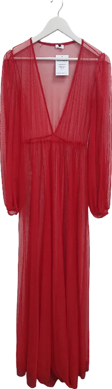 Women's V-Shaped Collar SweatersRed Sheer Mesh Maxi Dress UK S