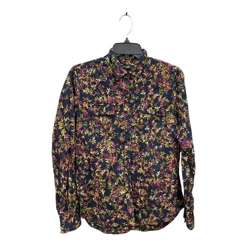 Women's Blouse with Sweetheart NeckBlouse Long Sleeve By Eddie Bauer In Floral Print, Size: M