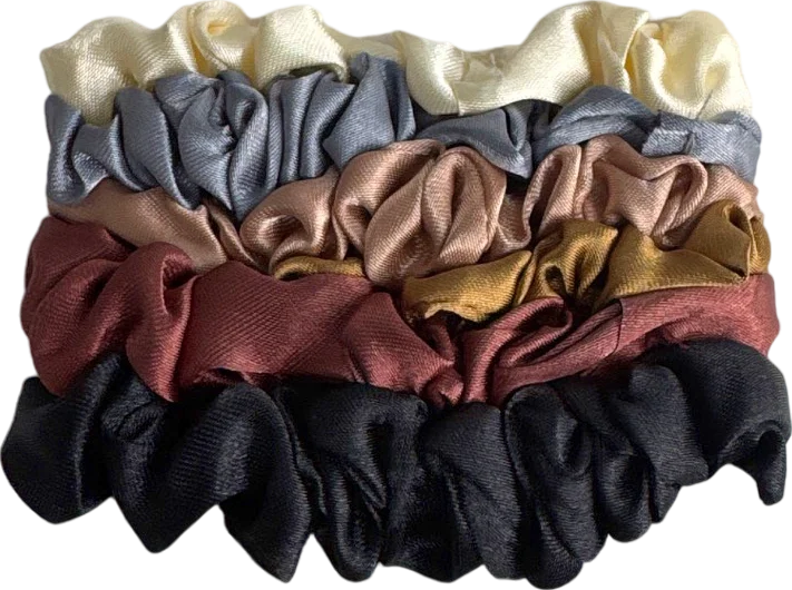 Women's Keyhole Neck SweatersSet of 5 neutral Satin Hair Scrunchies