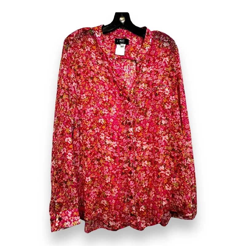 Women's Blouse with Square CollarBlouse Long Sleeve By Kut In Floral Print, Size: Xl