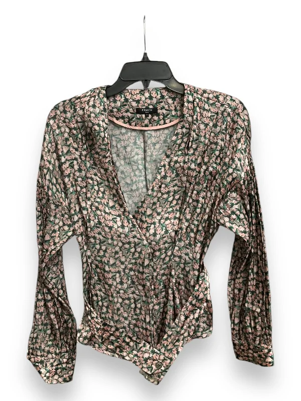 Women's Blouse with Narrow CollarBlouse Long Sleeve By FRNCH In Floral Print, Size: S