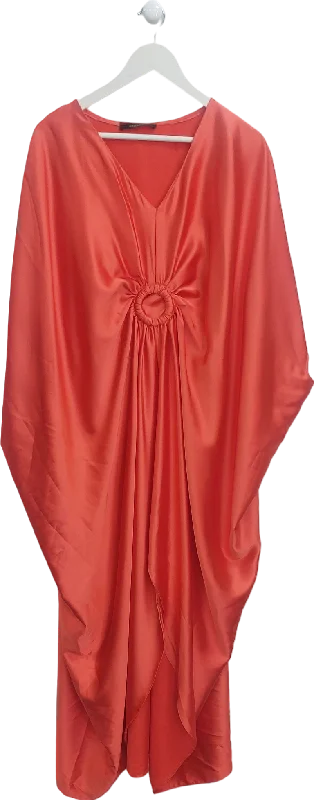 Women's Lapel Collar SweatersJenerique Red Satin Drape Maxi Dress One Size