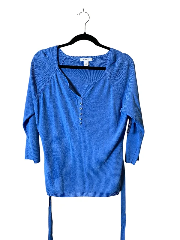 Women's Blouse with Three-Quarter SleevesBlouse Long Sleeve By Dressbarn In Blue, Size: Xl