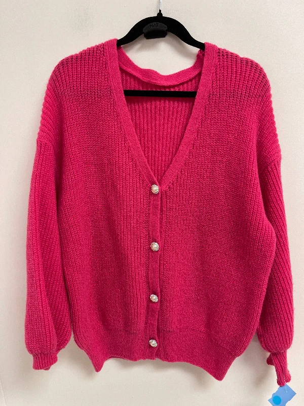 Women's Shirt Collar SweatersSweater Cardigan By Shein In Pink, Size: M