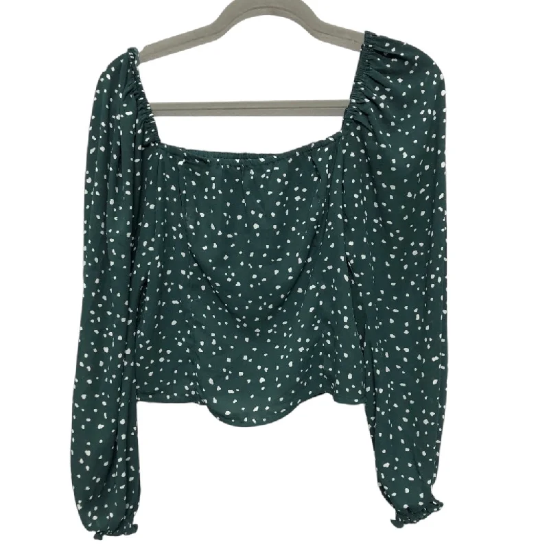 Women's Blouse with Shirt CollarBlouse Long Sleeve By Abercrombie And Fitch In Green, Size: M