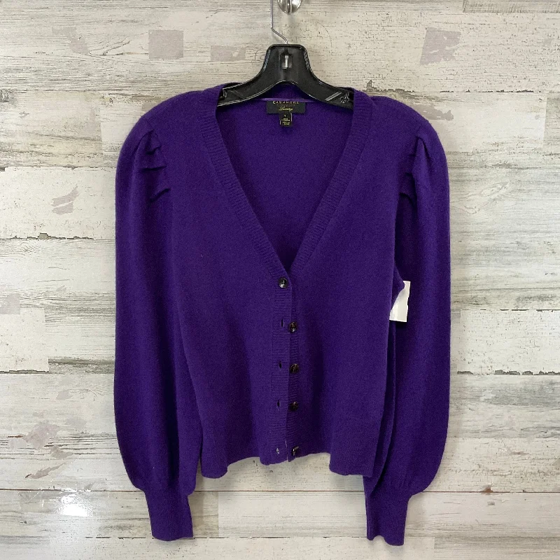 Women's Polyester SweatersSweater Cardigan Cashmere By Charter Club In Purple, Size: S