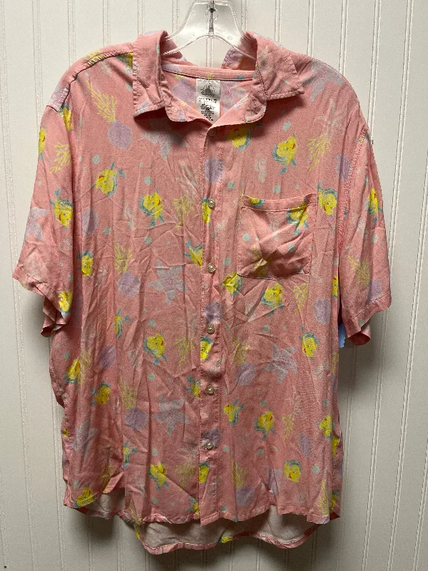 Women's Blouse with Keyhole CollarBlouse Short Sleeve By Disney Store In Pink, Size: Xl