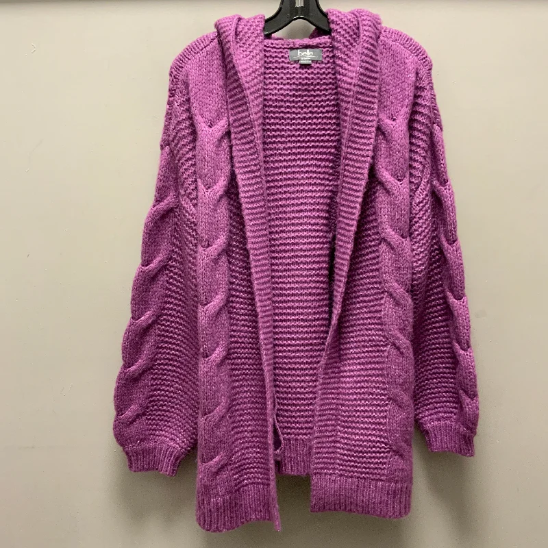 Women's Lapel Collar SweatersSweater Cardigan By Belldini In Purple, Size: L