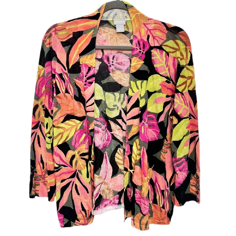 Women's Turkish Wool SweatersCardigan By Chicos In Tropical Print, Size: M