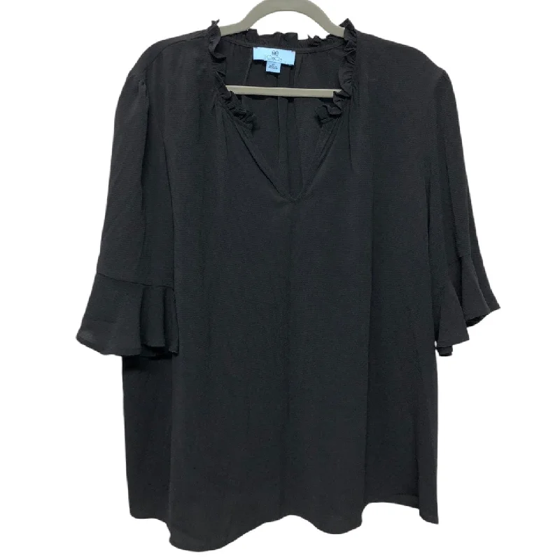 Women's Blouse with Sweetheart CollarBlouse Short Sleeve By Cece In Black, Size: 2x