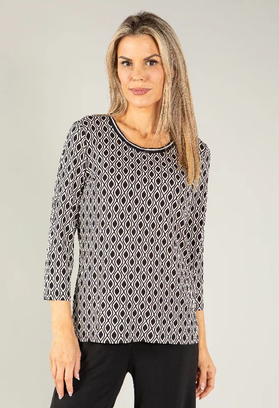 Women's Blouse for PartyMonochrome Geo Print Top