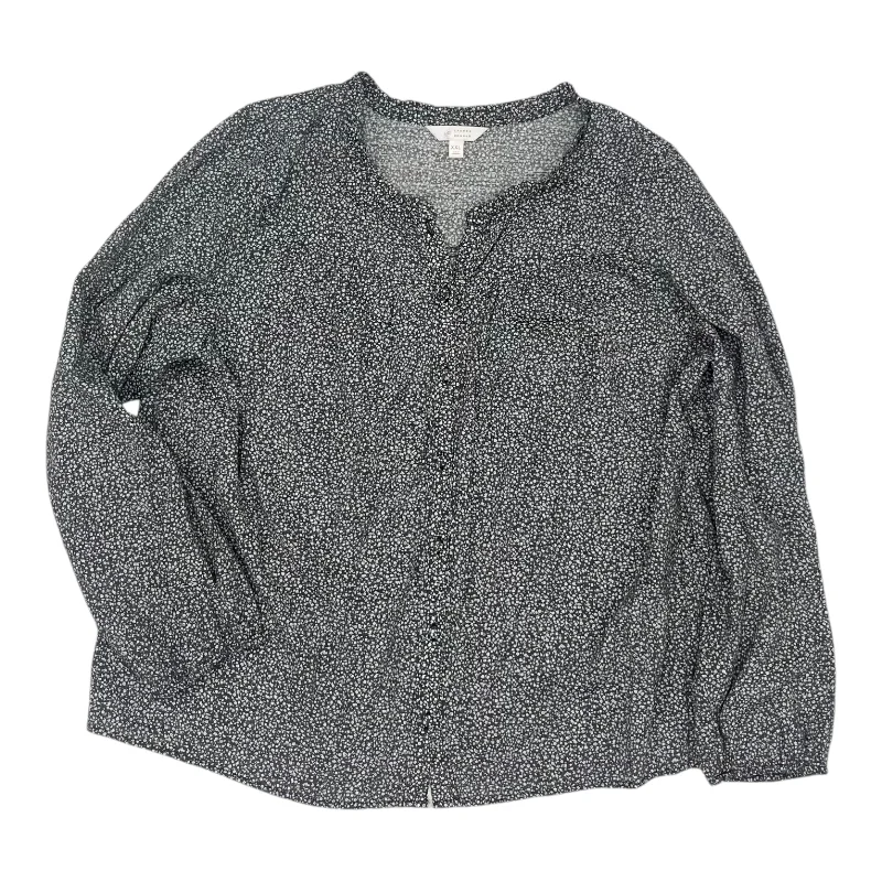 Women's Blouse with Asymmetrical HemBlouse Ls By Lc Lauren Conrad In Grey & White, Size:Xxl