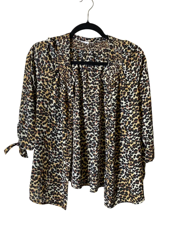 Women's Blouse with SequinsBlouse 3/4 Sleeve By Westport In Animal Print, Size: Xs