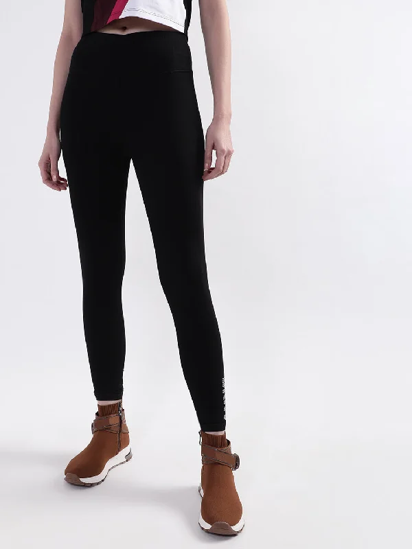 Women's Blouse with High CollarDKNY Women Black Solid Regular Fit Leggings