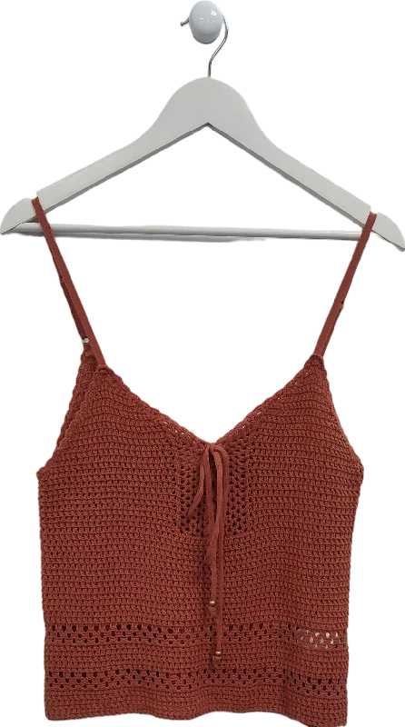 Women's Czech Wool Sweaterscotton on Orange Crochet Cami UK S