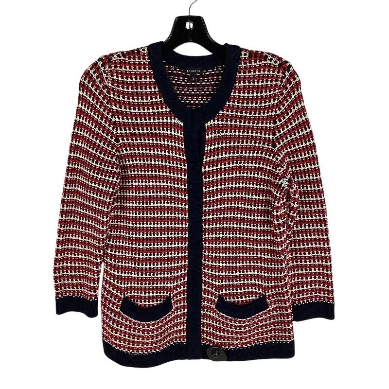 Women's Rounded Collar SweatersSweater Cardigan By Talbots In Blue & Red, Size: S