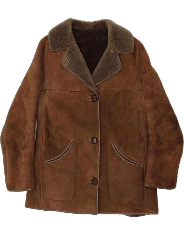 Women's Trench CoatsVINTAGE Womens Shearling Coat UK 16 Large Brown Shearling