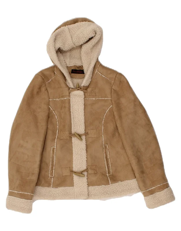 Women's Coats with PocketsMISS SELFRIDGE Womens Hooded Sherpa Jacket UK 10 Small Brown Polyester