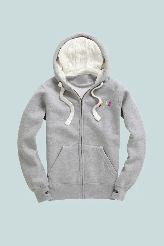 Women's Hooded Sweatshirts with Silk LiningLuxe - Grey Confetti Zip Up Hoodie