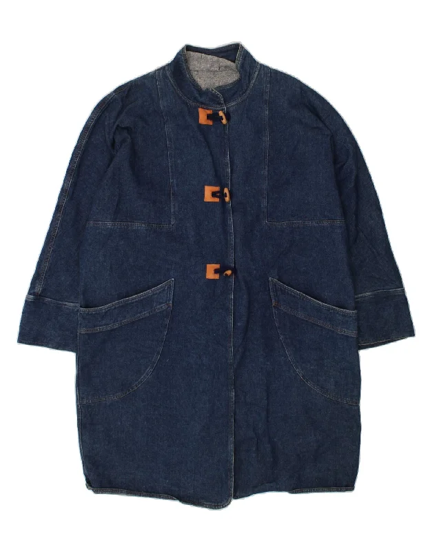 Women's Zip-Up CoatsVINTAGE Womens Duffle Denim Coat UK 20 2XL Blue Cotton