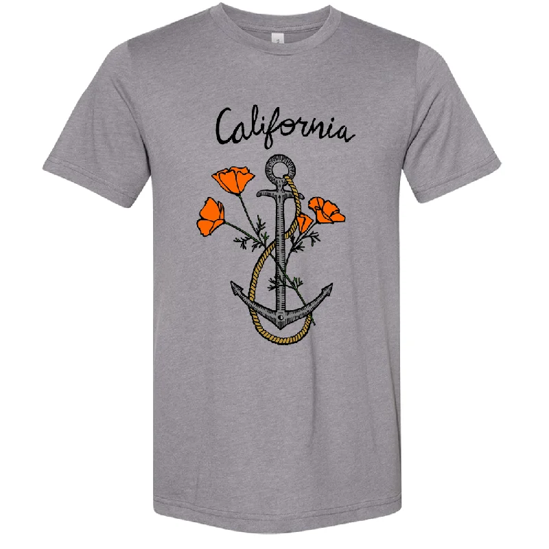 Women's Hooded Sweatshirts with Plaid LiningCalifornia Anchor Poppies Asst Colors Sueded Tee