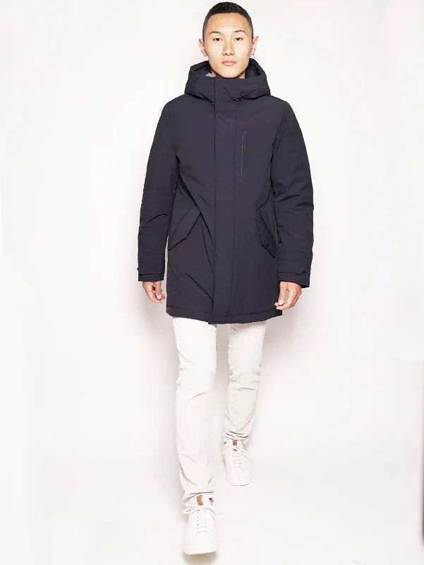 Women's Coats with Fur Trimmed SleevesParka in Tessuto Tecnico Blu