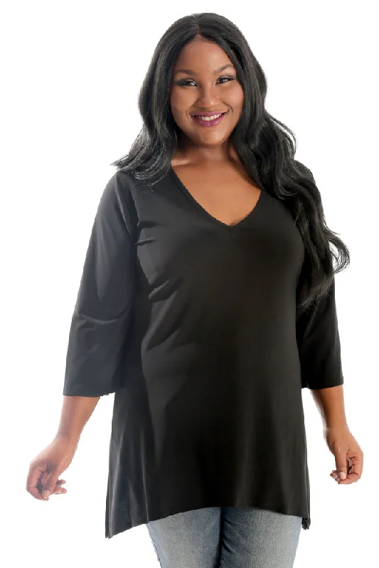 Women's Jodhpurs with Wide CollarVikki Vi Jersey Black Shark Bite Tunic