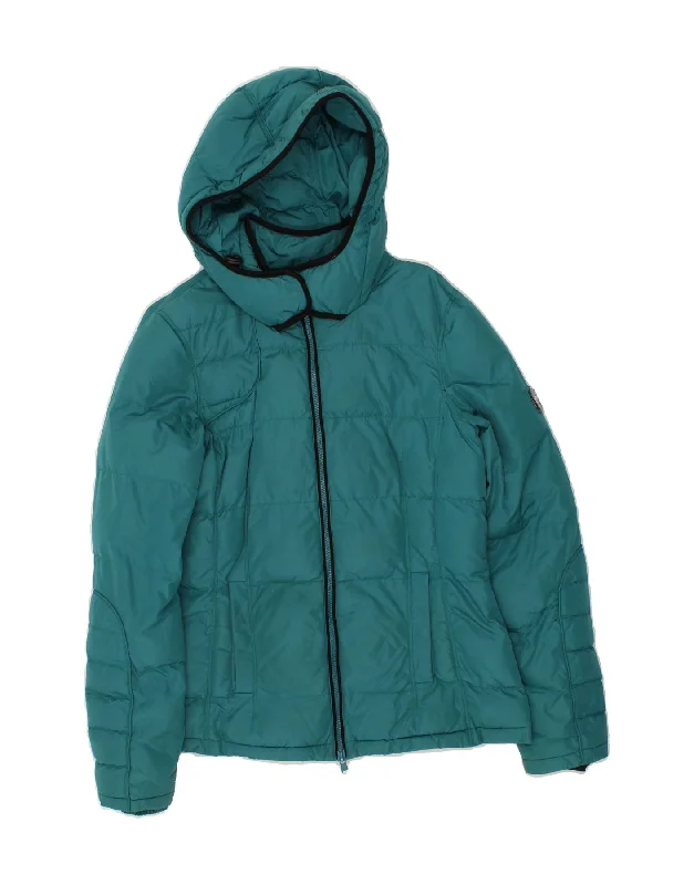 Women's Button-Up CoatsCALVIN KLEIN Womens Hooded Padded Jacket UK 14 Medium Turquoise