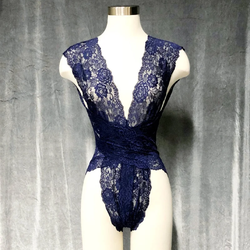 lightweight silk nightgownsNavy Lace Bodysuit