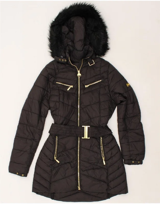 Women's PeacoatsBARBOUR Womens Hooded Padded Coat UK 12 Medium Black