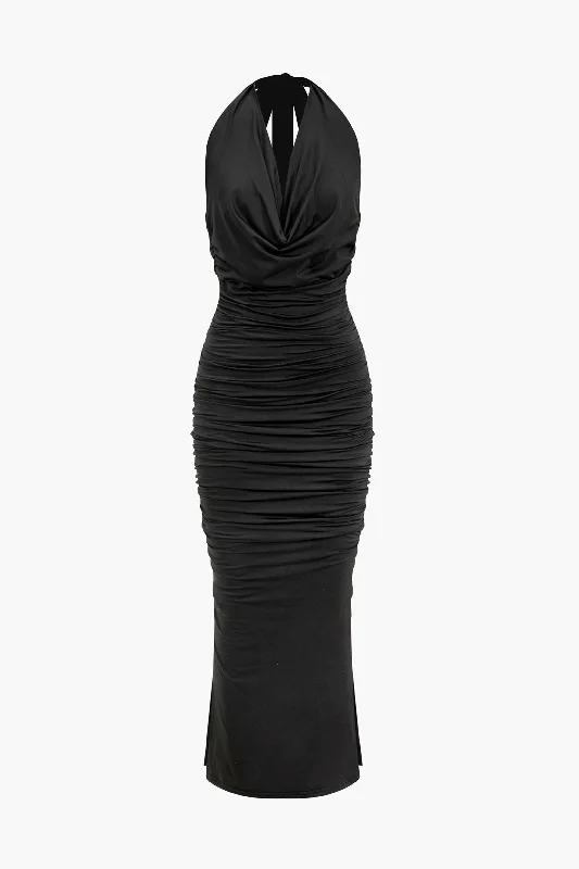 Women's Narrow-Neck DressesDraped Cowl Neck Sleeveless Maxi Dress