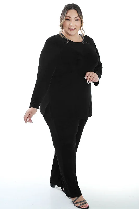 Women's Jodhpurs with Square CollarVikki Vi Classic Black Long Sleeve Tunic