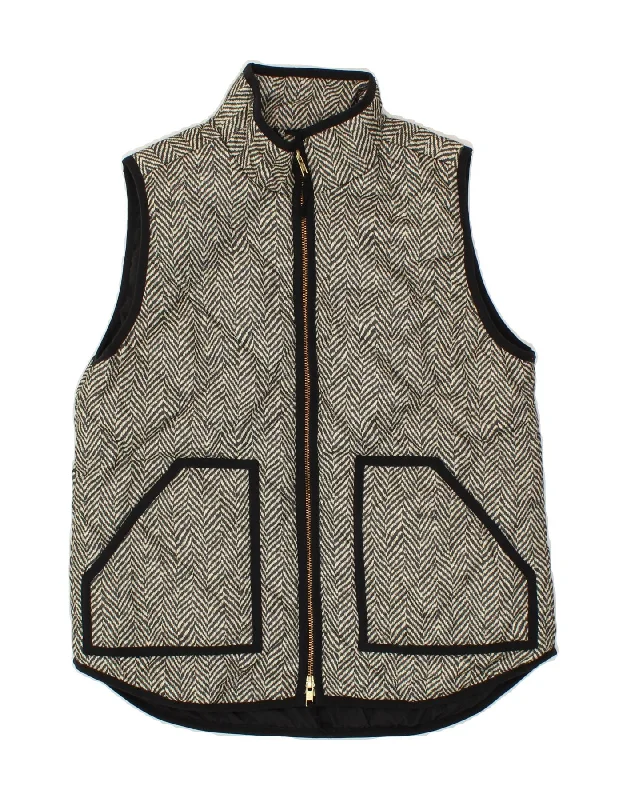 Women's Rain CoatsJ. CREW Womens Quilted Gilet UK 10 Small Grey Herringbone Polyester