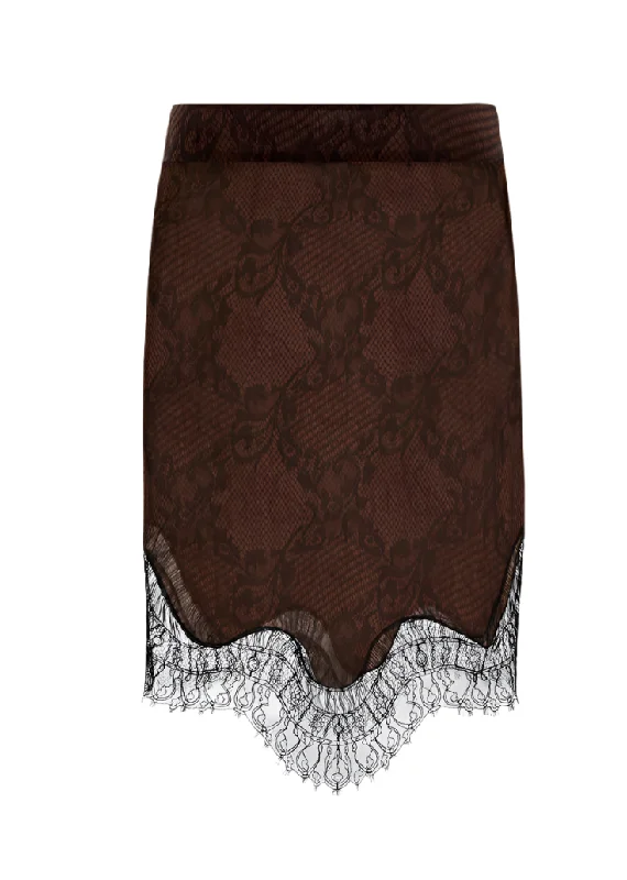 Women's Jodhpurs with Rounded CollarTom Ford Womens Ramage Tatto Lace Evening Skirt In Brown