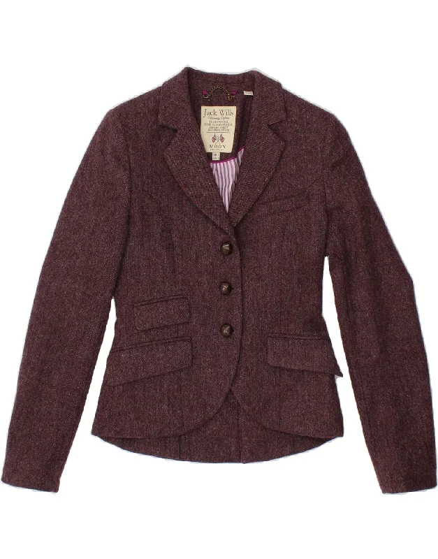 Women's Wool CoatsJACK WILLS Womens 3 Button Blazer Jacket UK 8 Small Maroon Wool